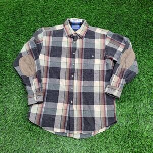 Vintage Pendleton Wool Shirt Medium 20x27 Flannel Elbow-Patch